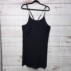 Athleta Infinity Dress Black Strappy Racerback Mini Dress Skater Tennis Size 2X